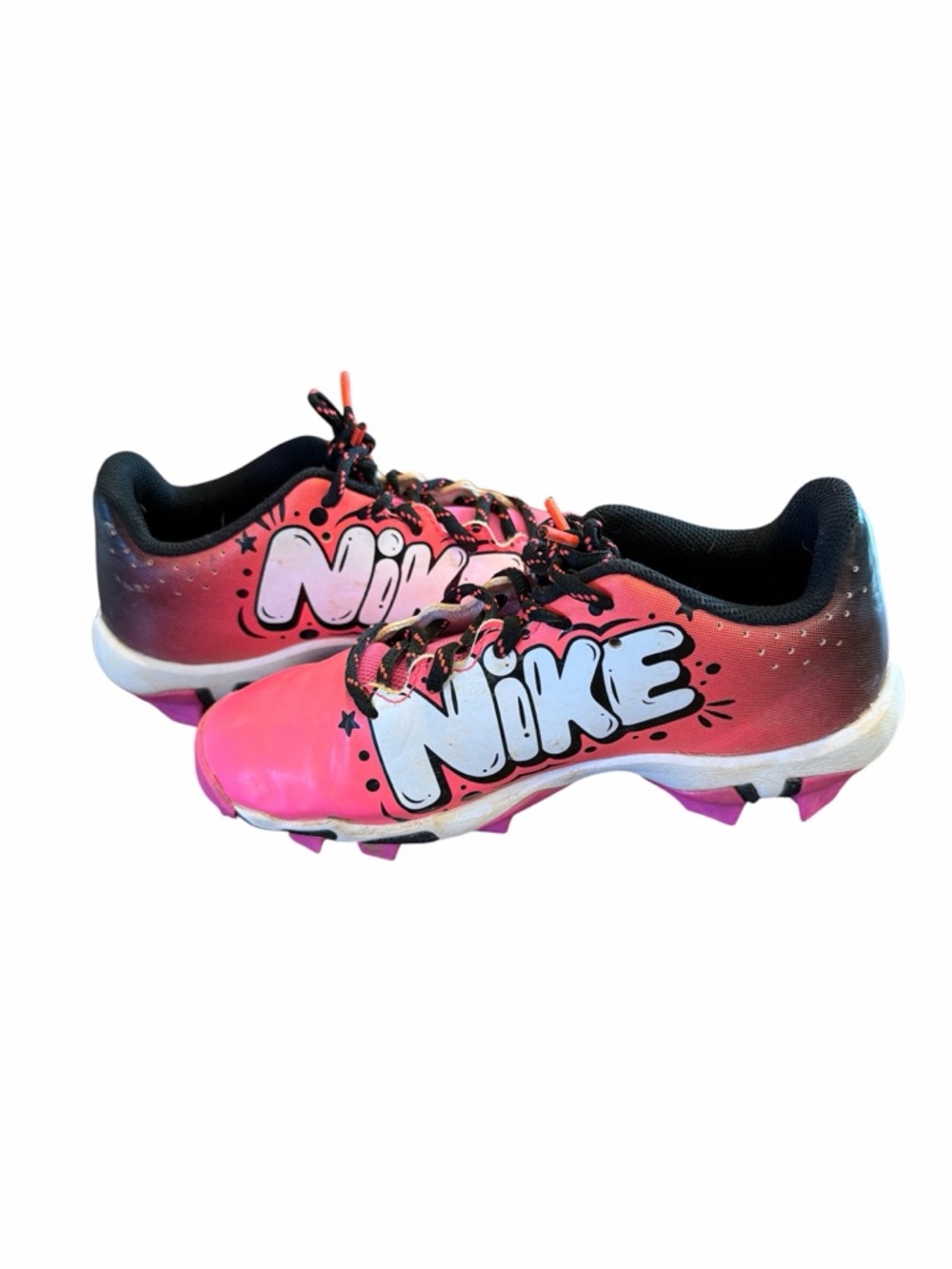Girls Nike Pink Softball Cleats with White Logo Size 3